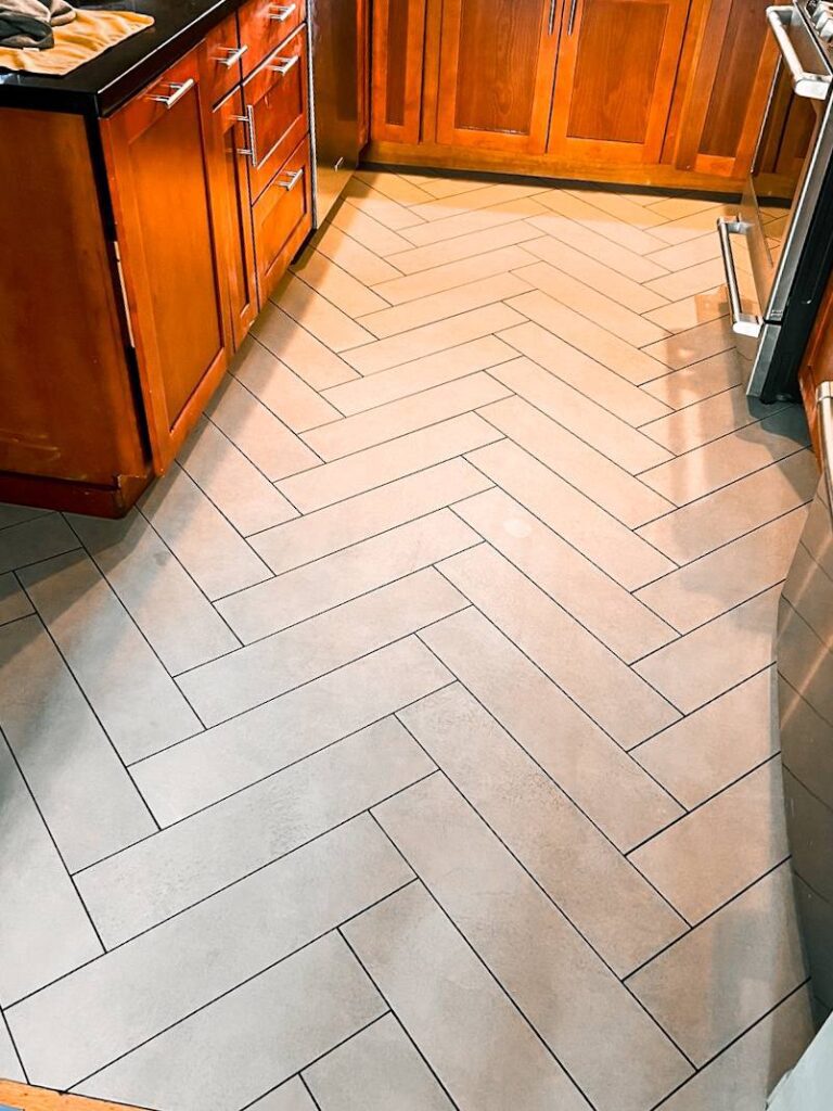 Floor tile cost Seattle herringbone kitchen floor
