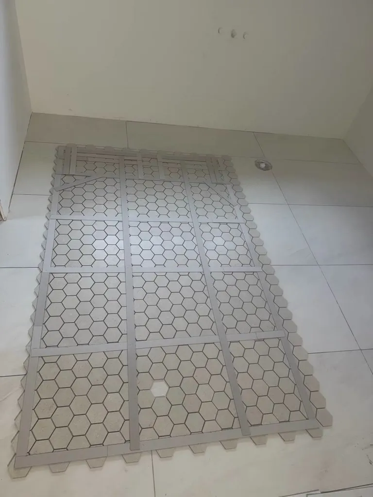 Thin-set and tile prep on a bathroom remodel in Redmond